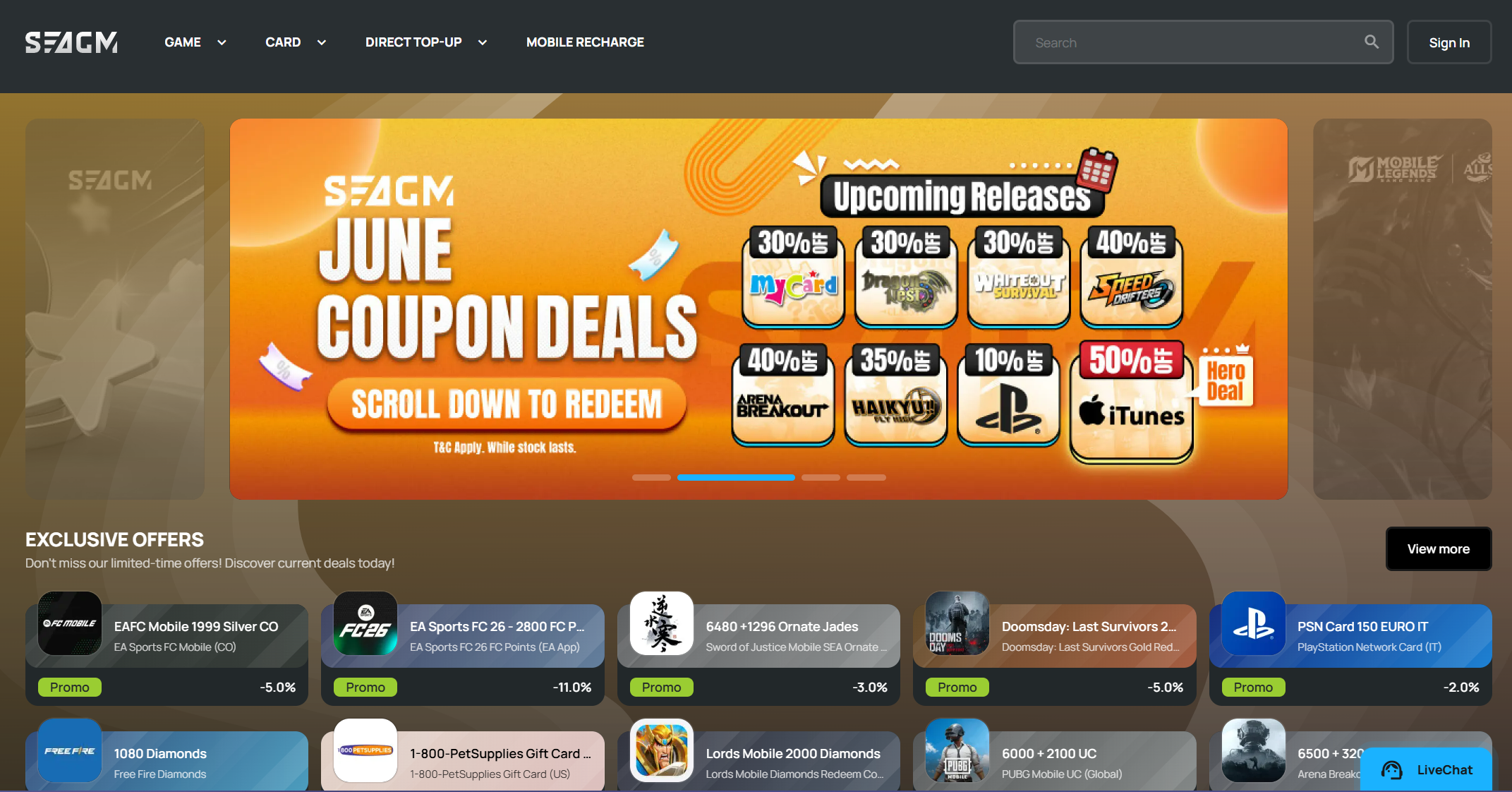 SEAGM-Trusted V-Bucks Top up Platform