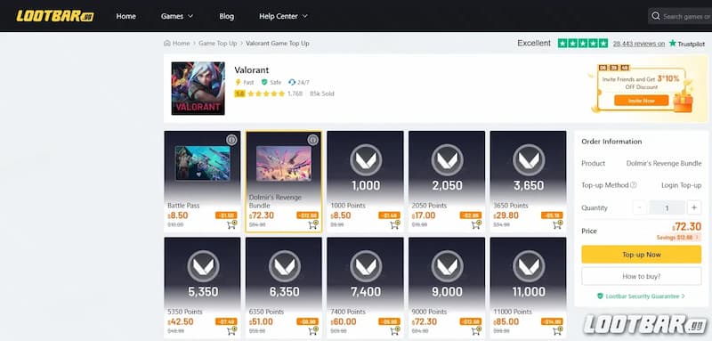 Buying Valorant Points from LootBar