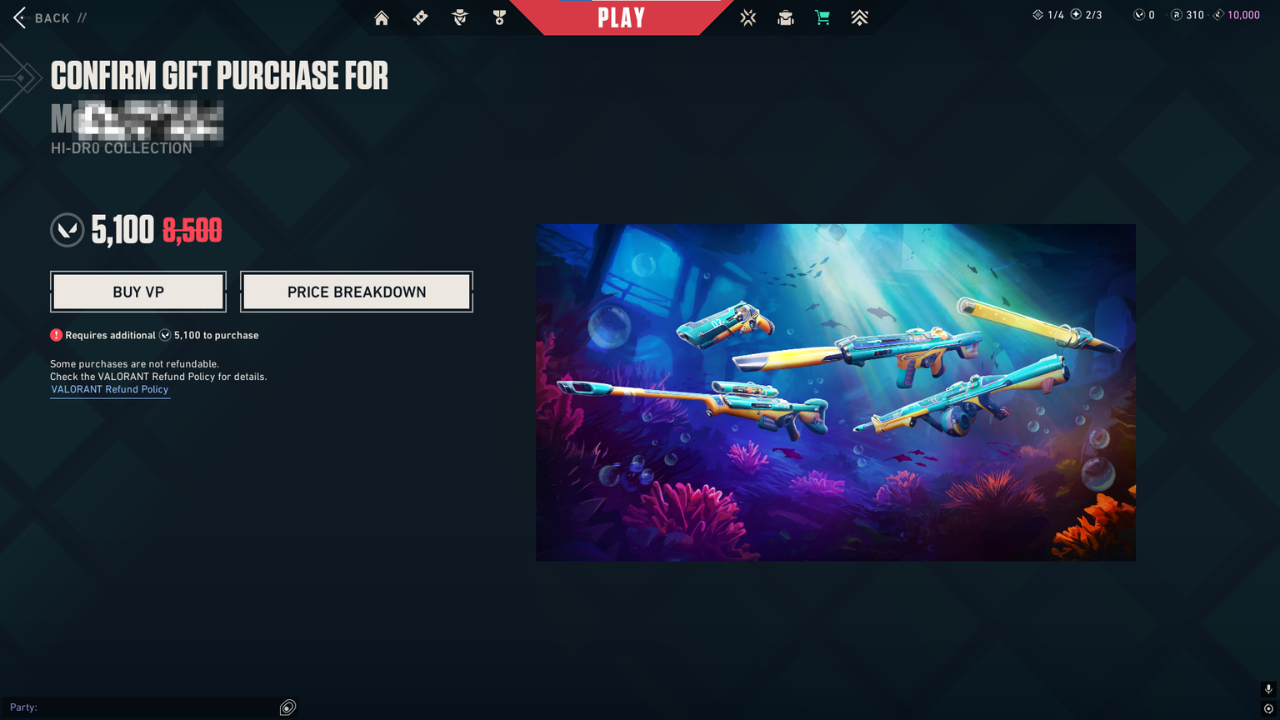 Valorant Gifting Confirmation Screen
