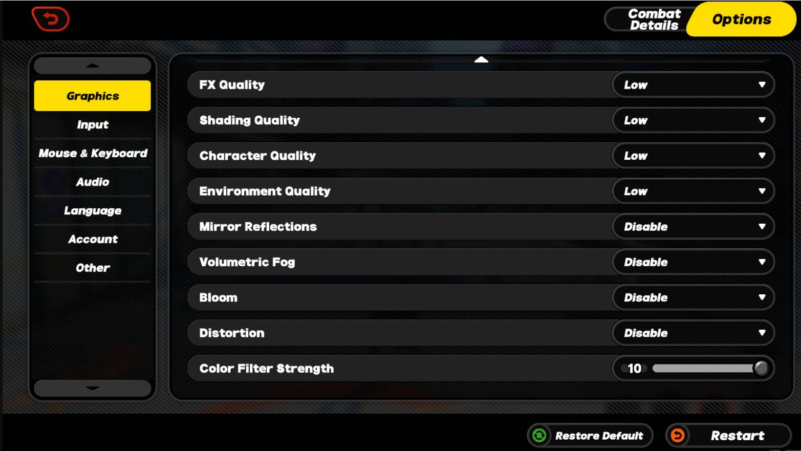 zzz graphic settings