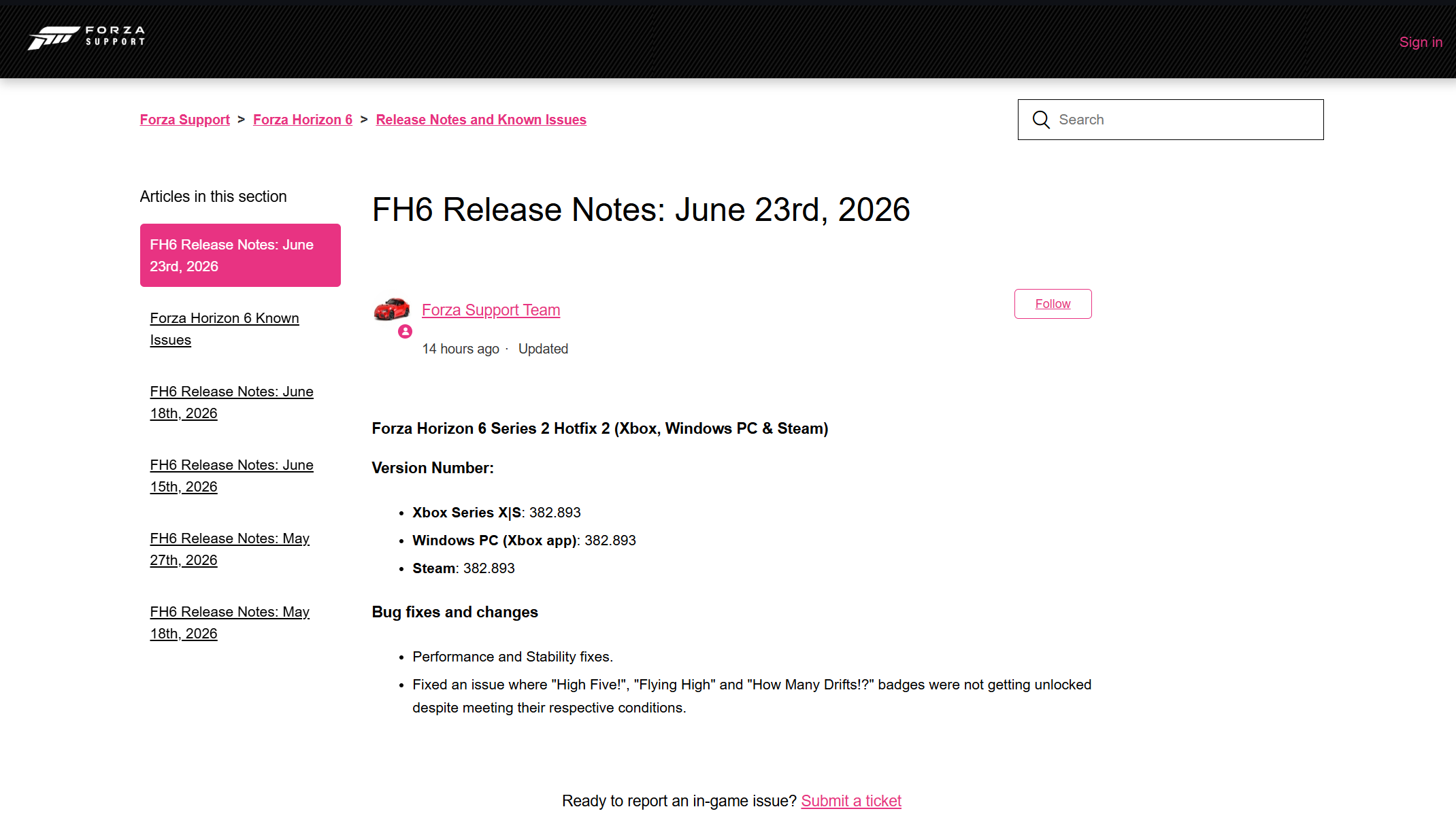 Forza Support - Forza Horizon Update and News
