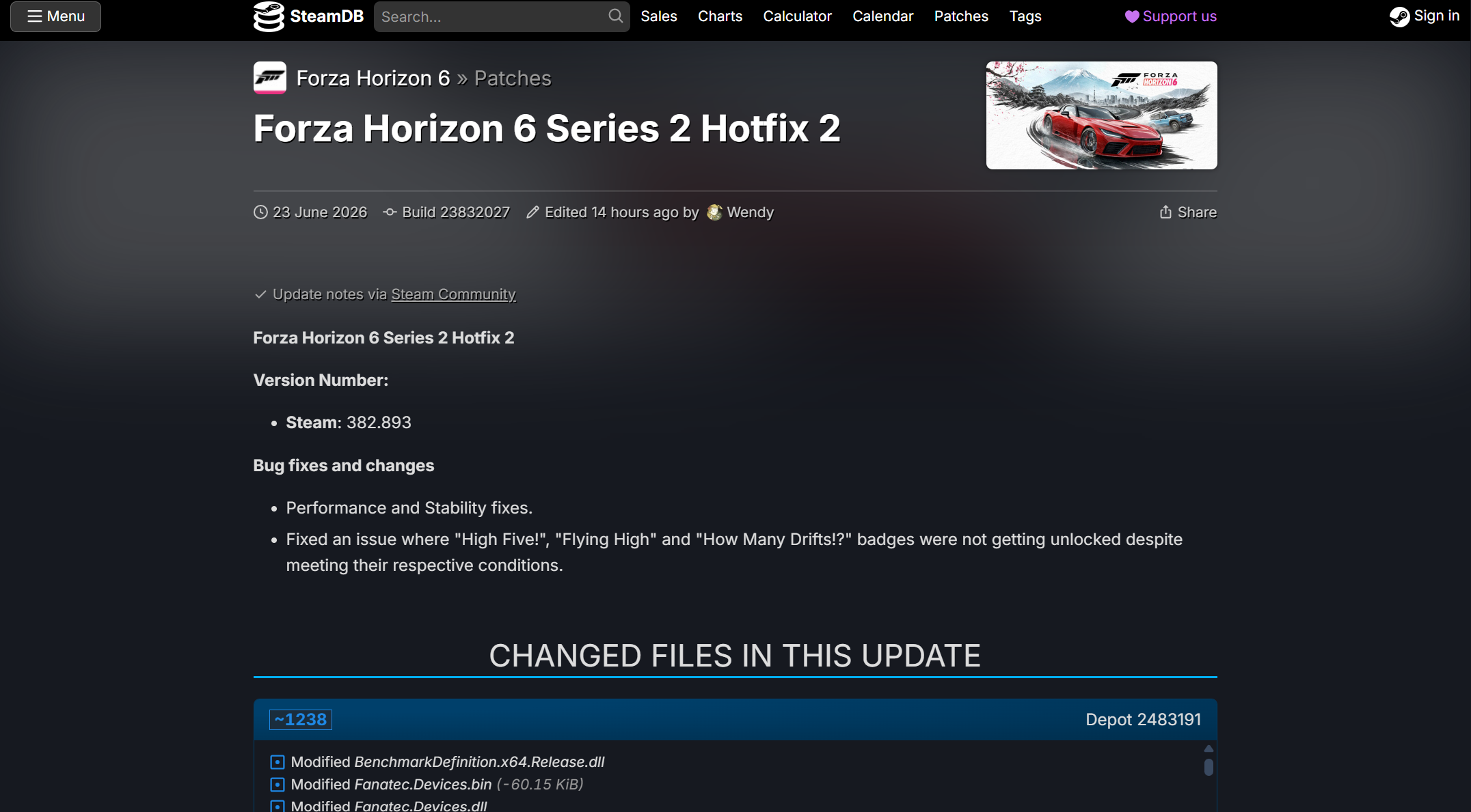 SteamDB - Forza Horizon Update and News