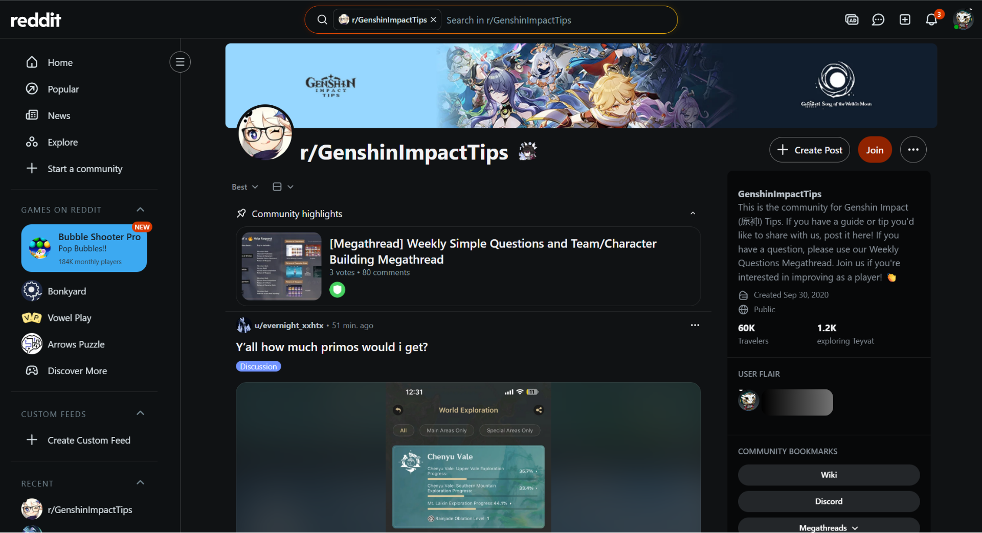 Reddit Genshin Impact Community