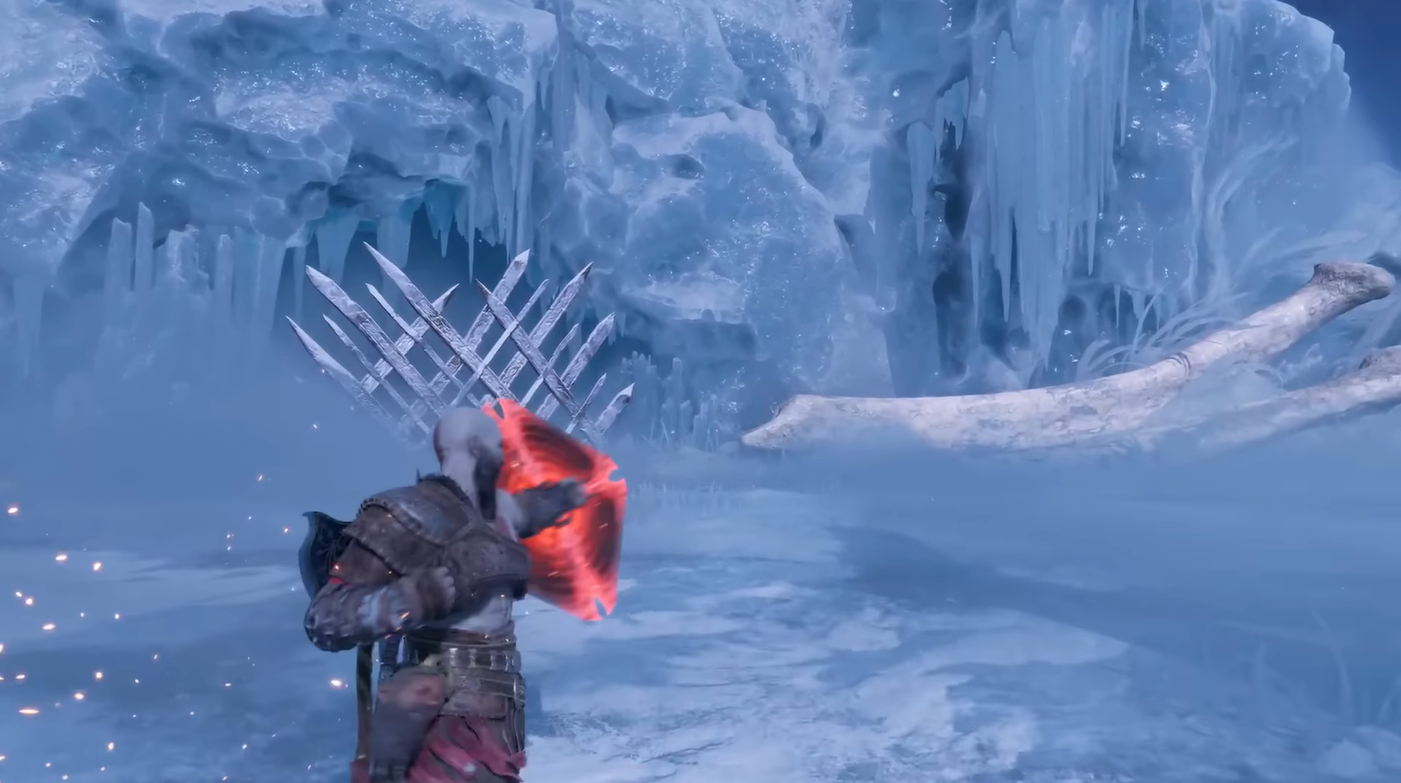 god of war ragnarok hitting with a shield