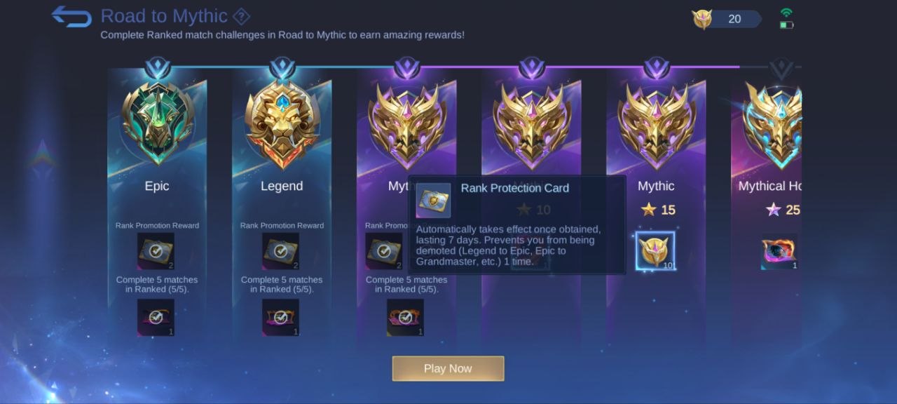 Road To Mythic Rank Protection Card Rewards