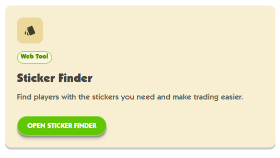 Monopoly GO Sticker Finder tool showing album progress tracking and missing stickers for collection completion