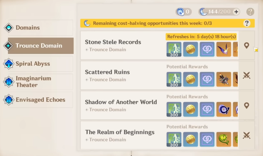 Trounce Domain/Weekly Boss