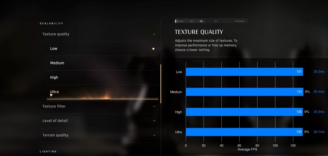 Texture Quality 007 first light best graphics settings