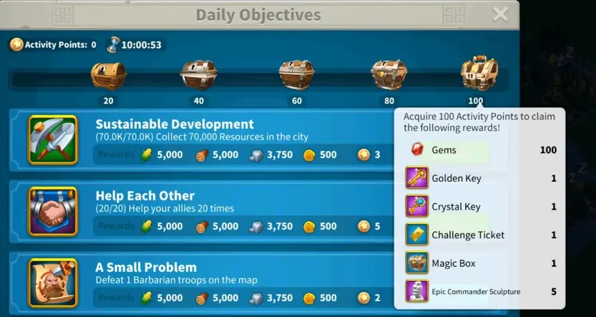Rise of Kingdom Dailies