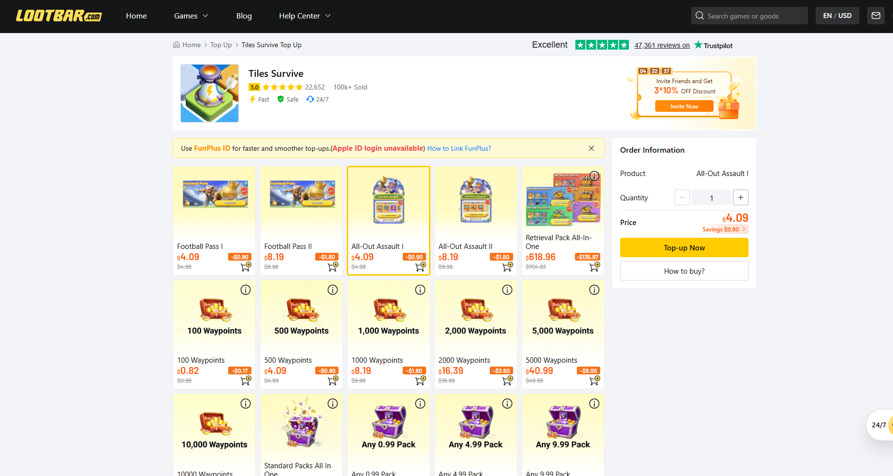 LootBar Tiles Survive Top Up Shop