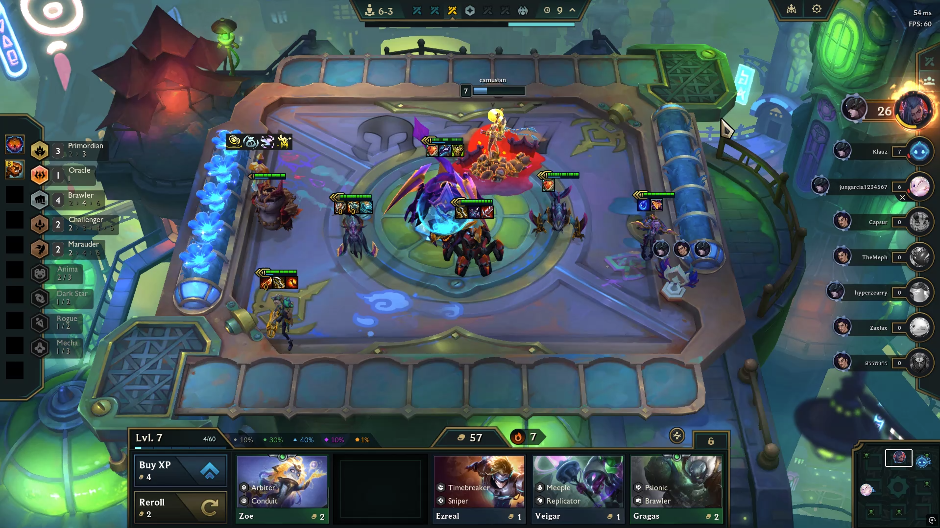 My hard reroll Jinx board with 3 Stars units as frontline for Jinx