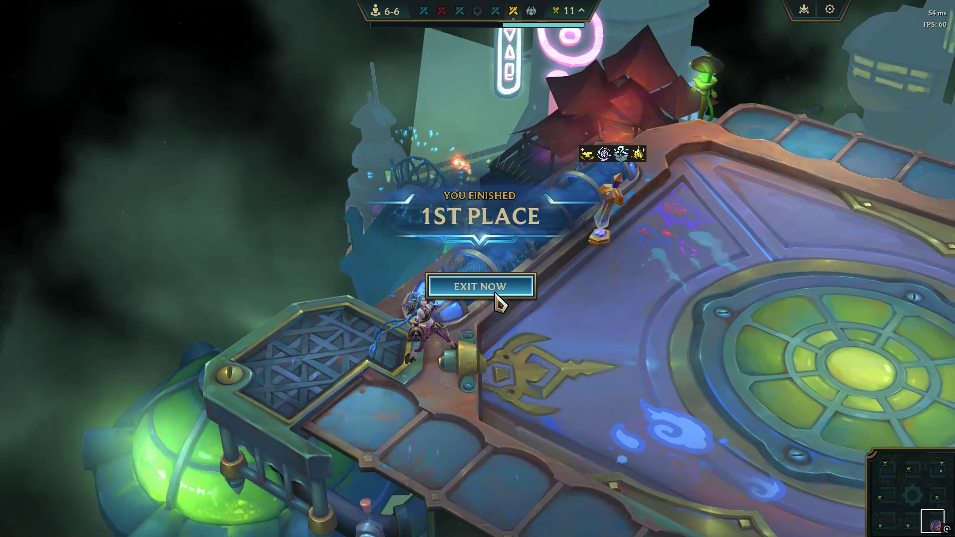 Winning screen from the matches