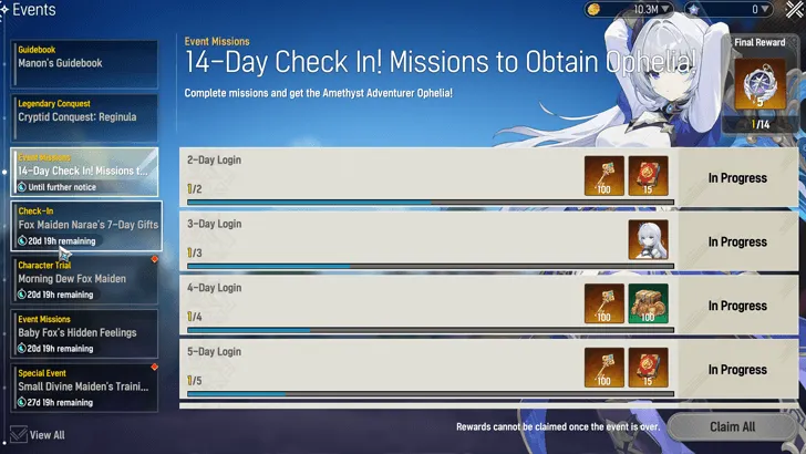 Mongil Star Dive Login Rewards