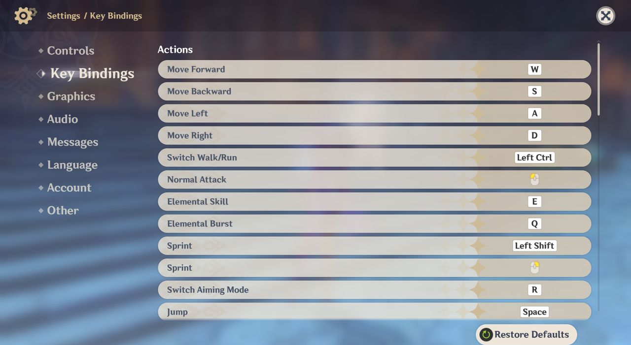 genshin impact custom control settings
