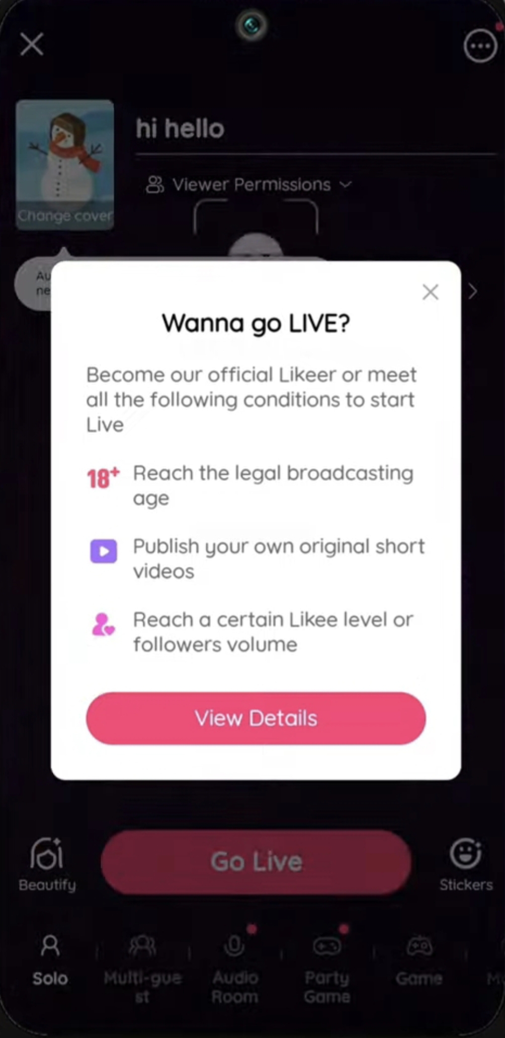 Step 4: Hit "Go LIVE"