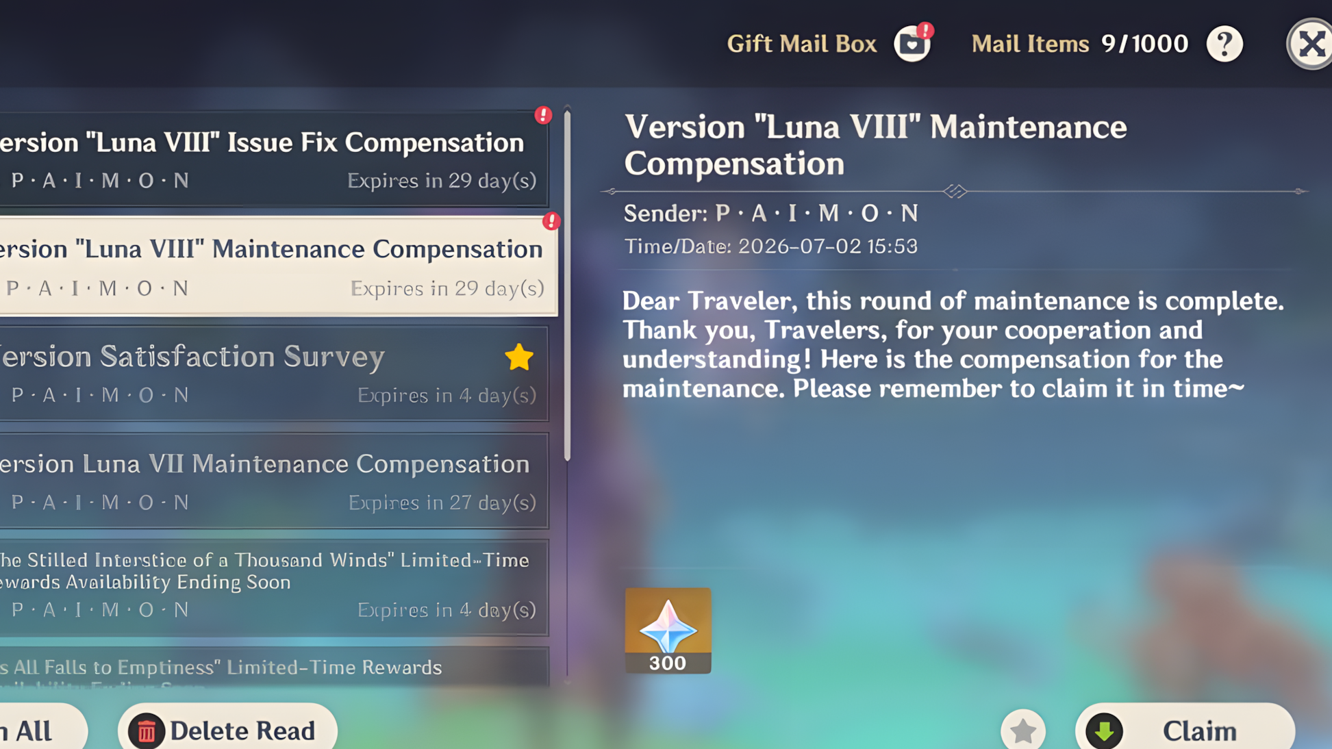 Maintenance Compensations
