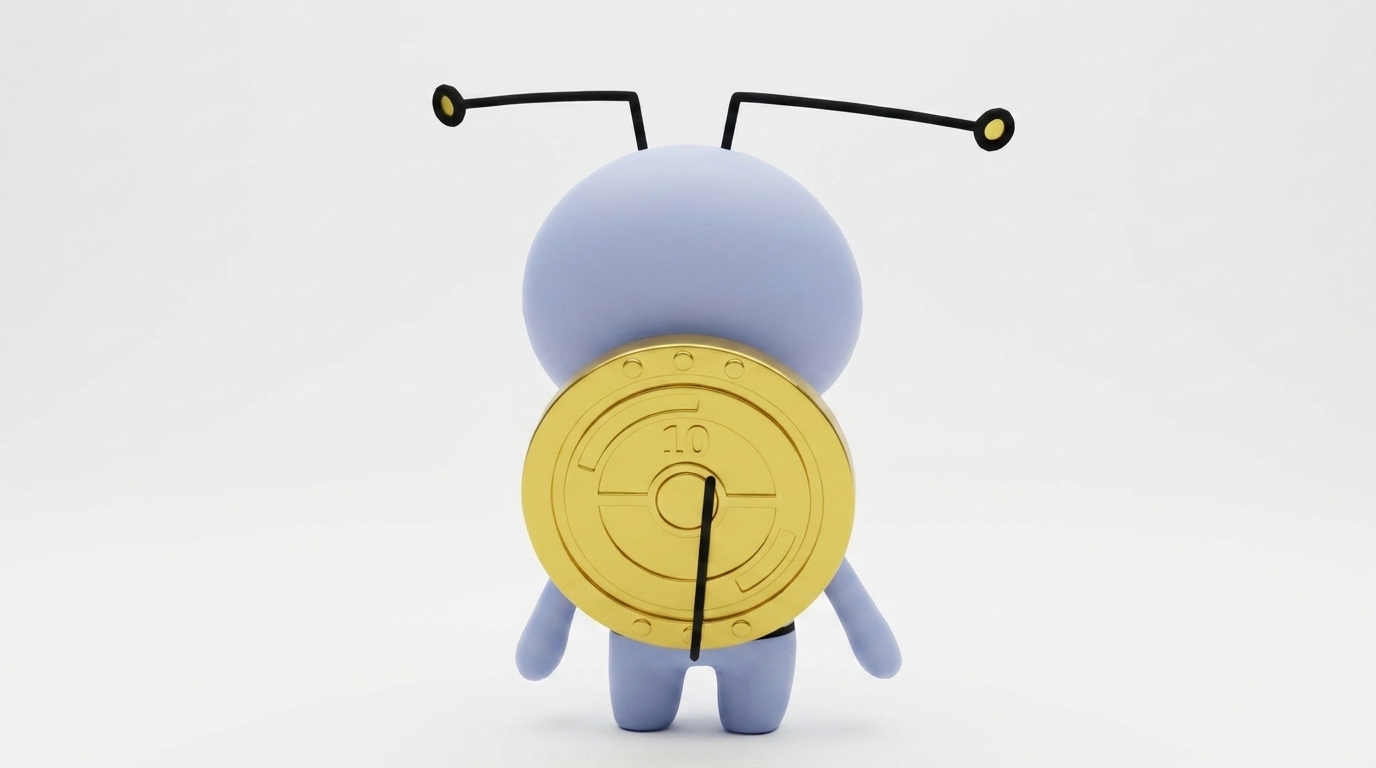 Gimmighoul Holding a 10th Anniversary Coin