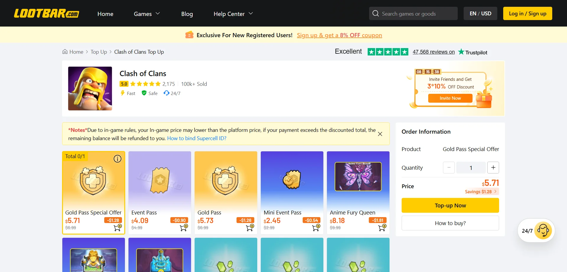 top up Clash of Clans
