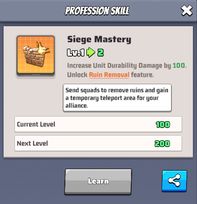 Siege Mastery Profession Skill