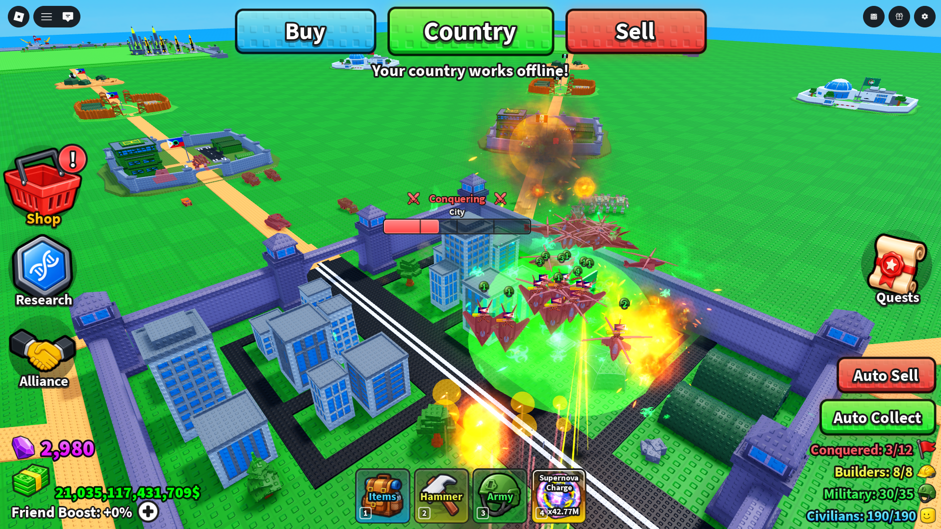 Players fighting over the city to Conquer it