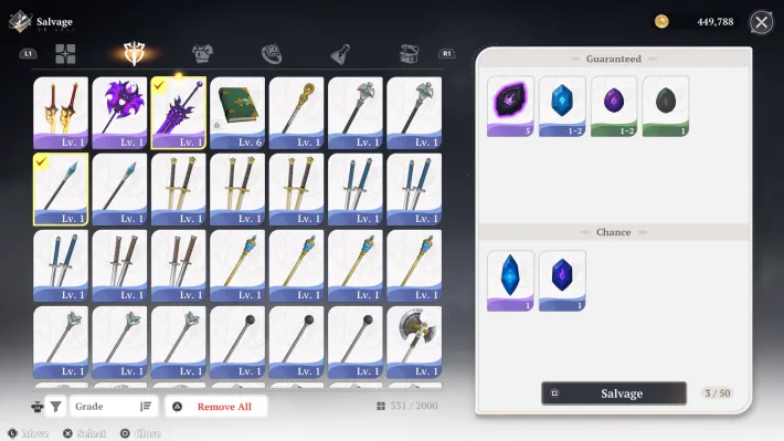 Weapons and Materials 7DS Origin