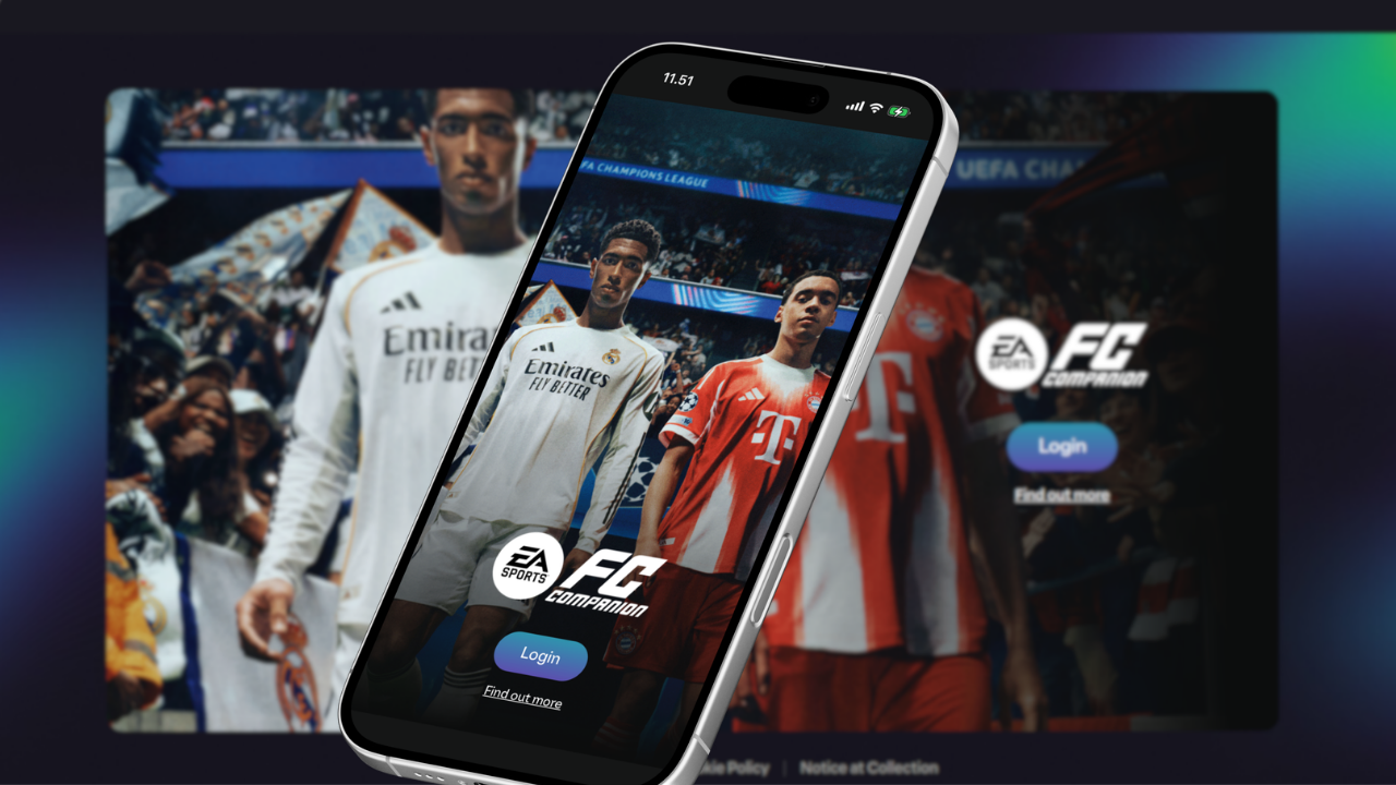 FC 26 Companion App Showing Login Screen