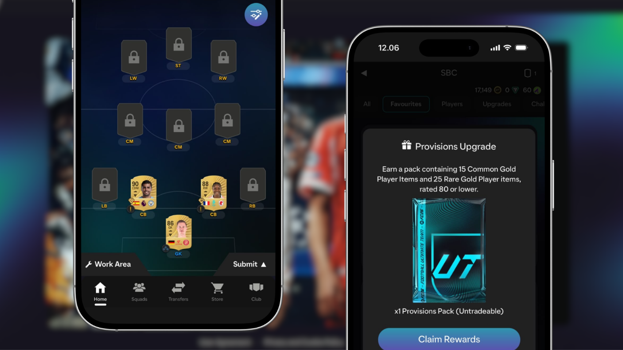 FC 26 Companion app Showing SBCs Search