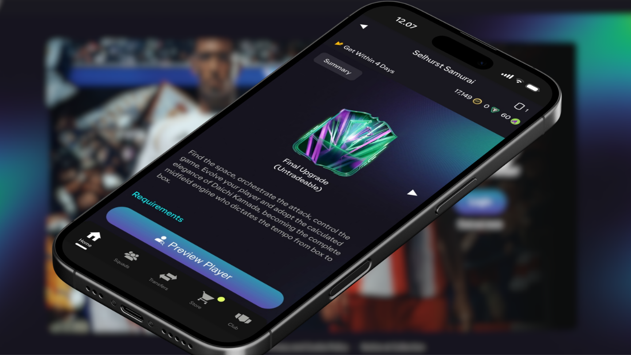 FC 26 Companion app Showing EVO screen