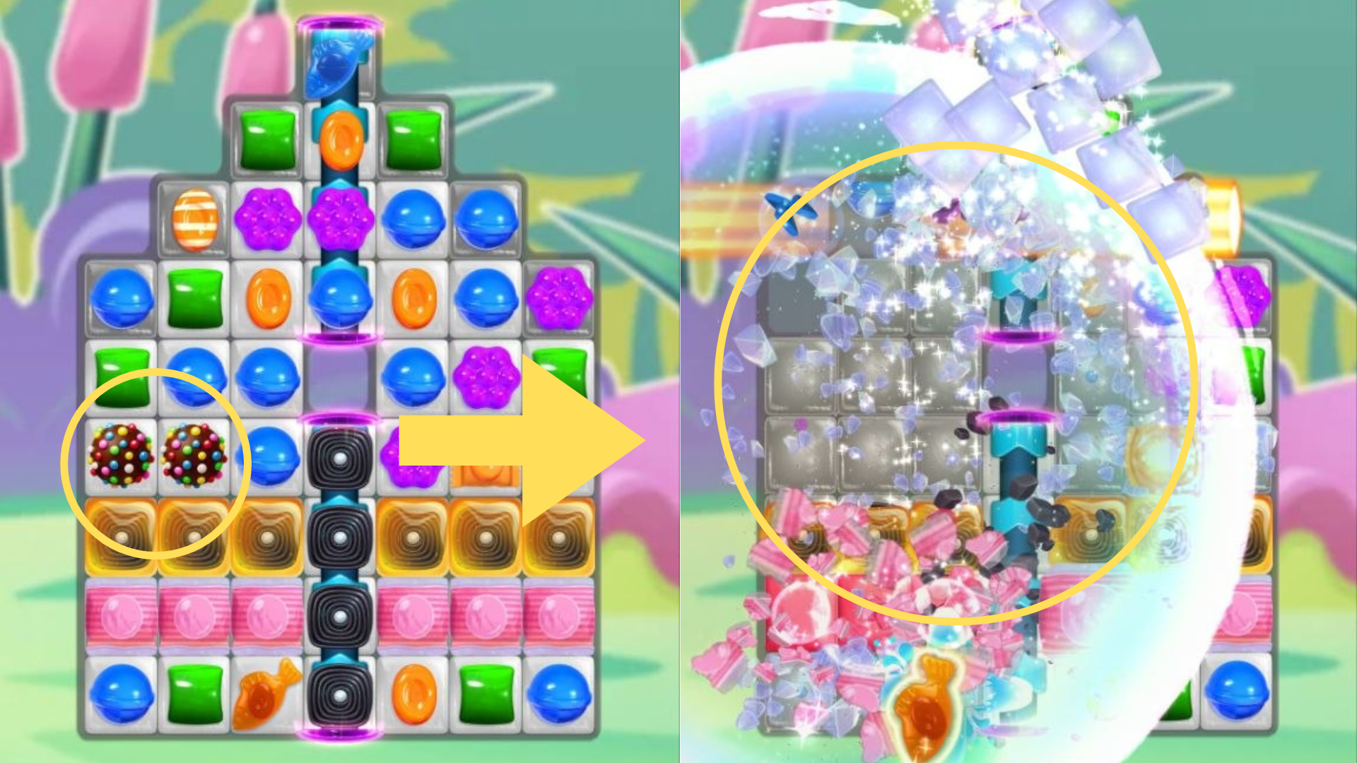 Candy Crush Saga Combo: Colour Bomb + Colour Bomb