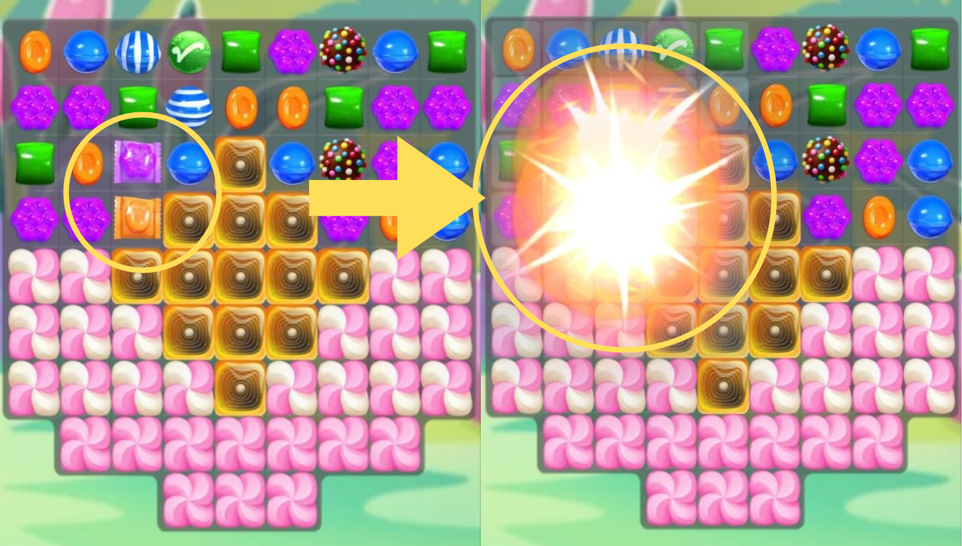 Candy Crush Saga Combo: Wrapped + Wrapped