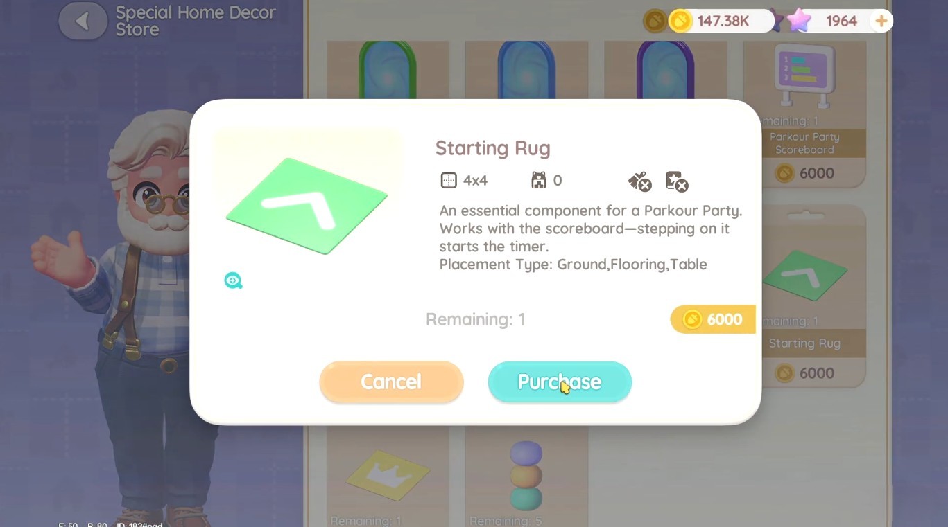Starting rug heartopia Parkour party