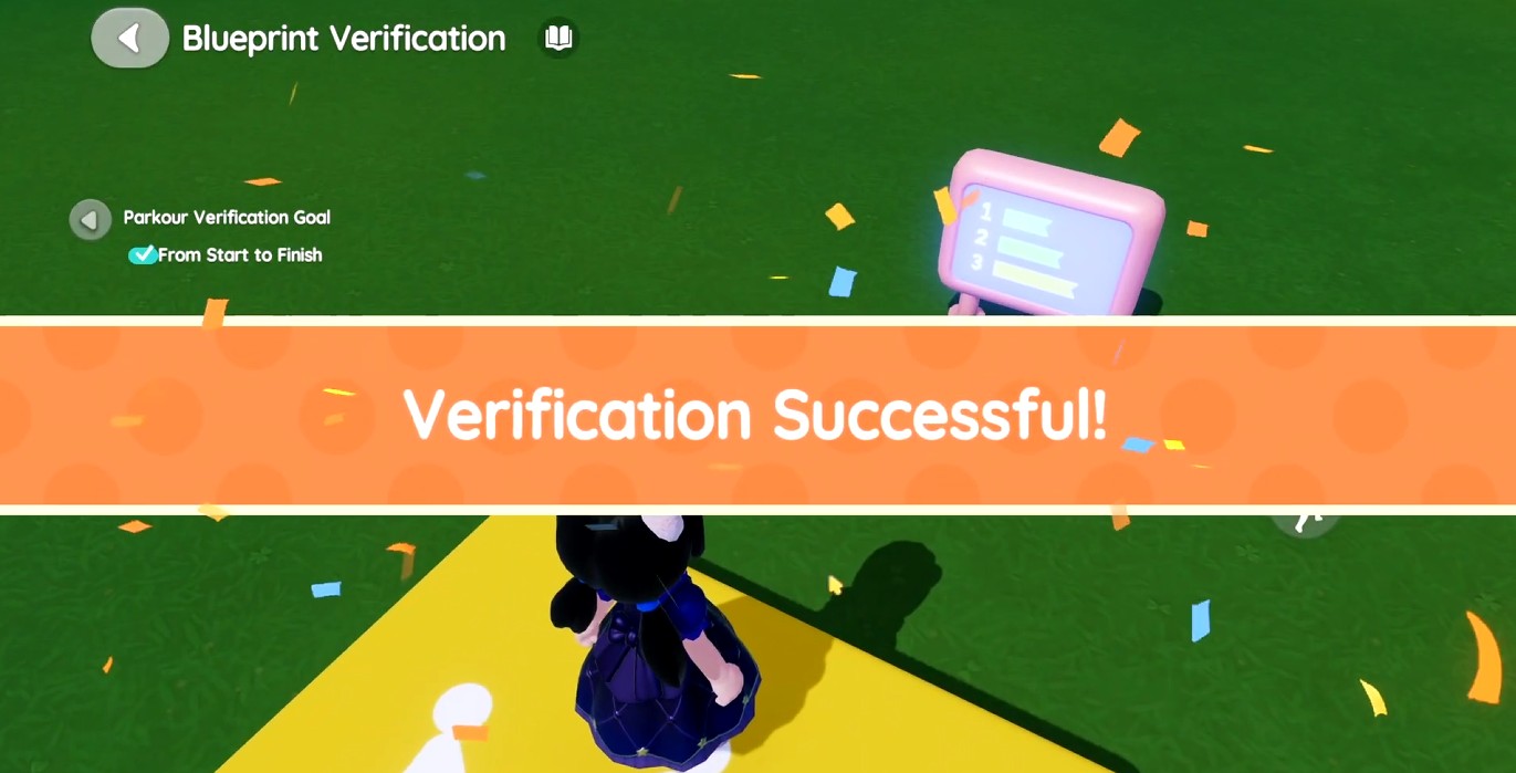 Parkour Blueprint verification success in Heartopia