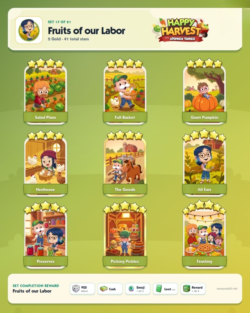 List of Every Happy Harvest Sticker Set