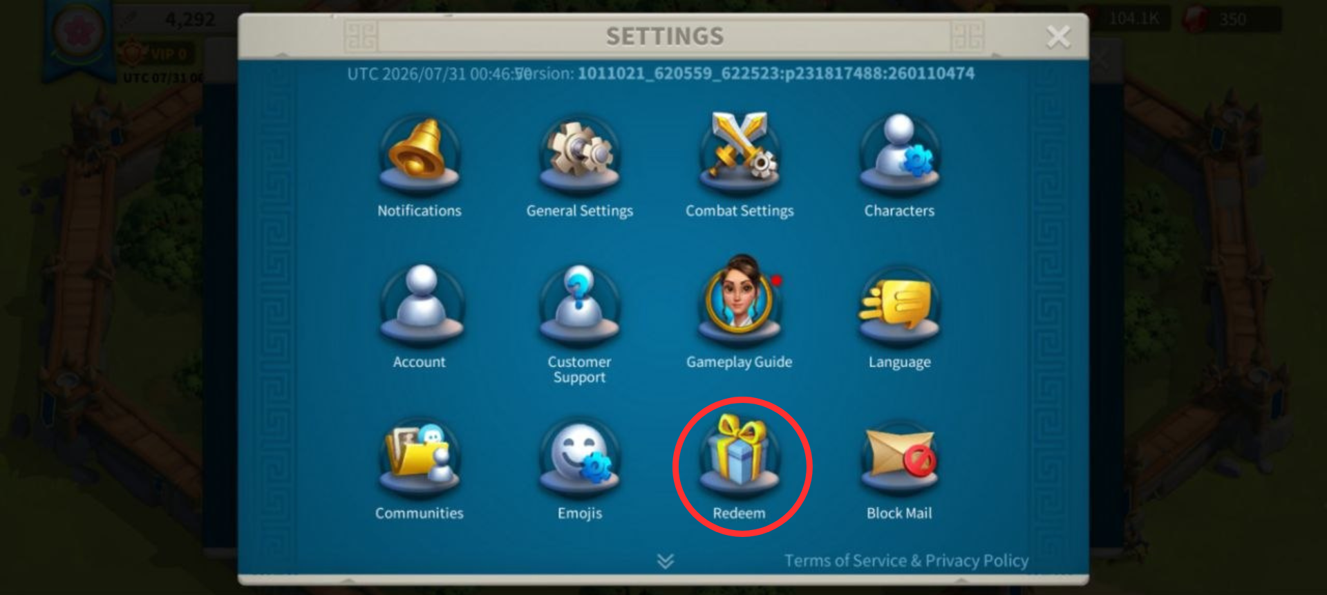 Navigating the Redeem Code Section