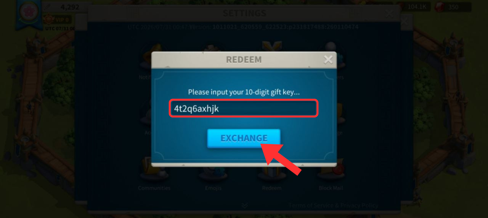 Entering and Exchanging Redemption Codes