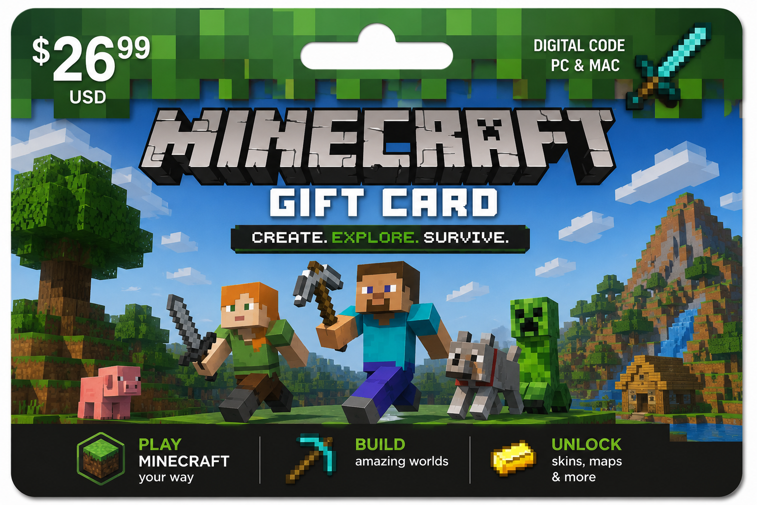 Minecraft Gift Card - Best for Creative Players