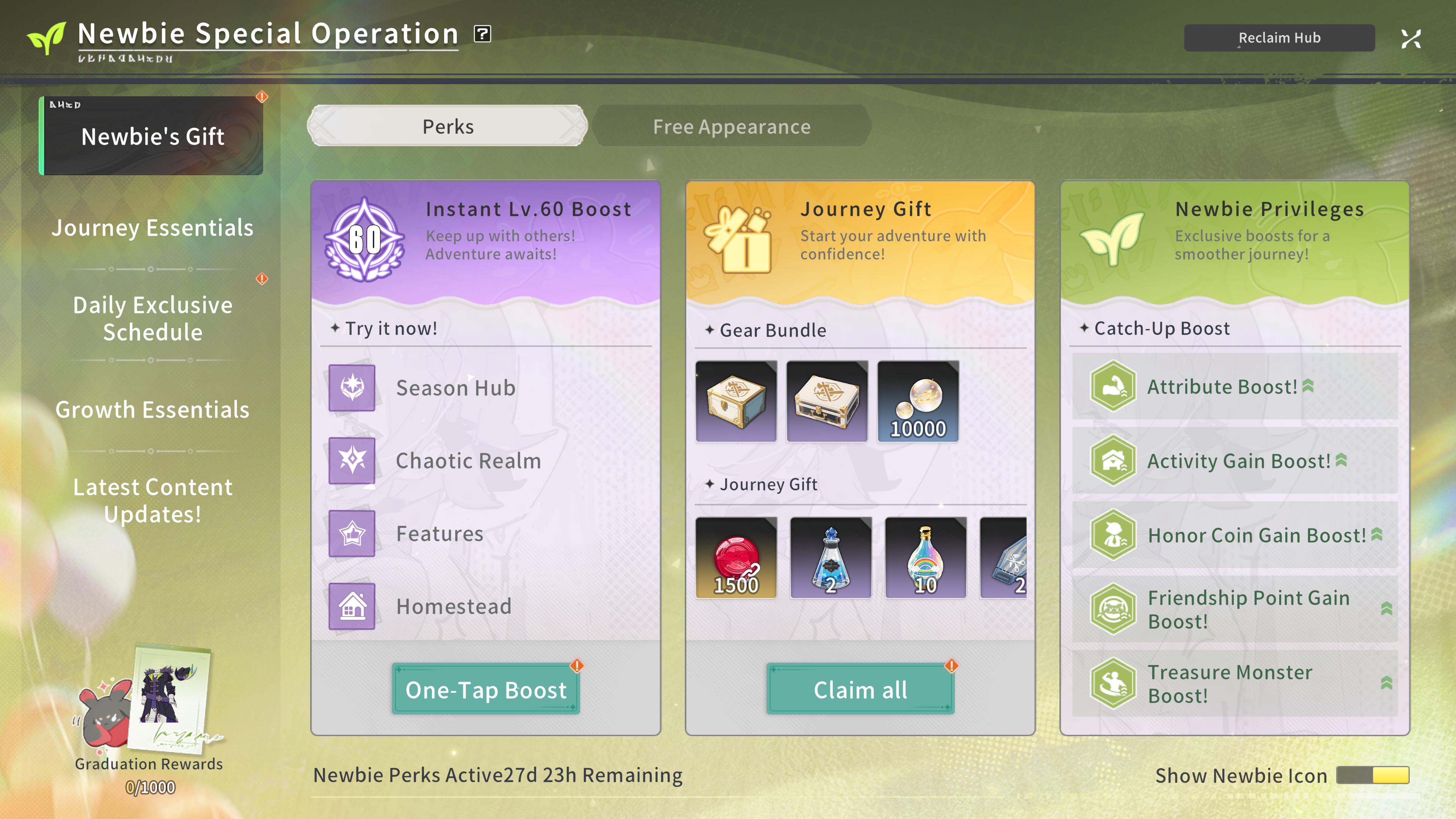 Newbie Perks