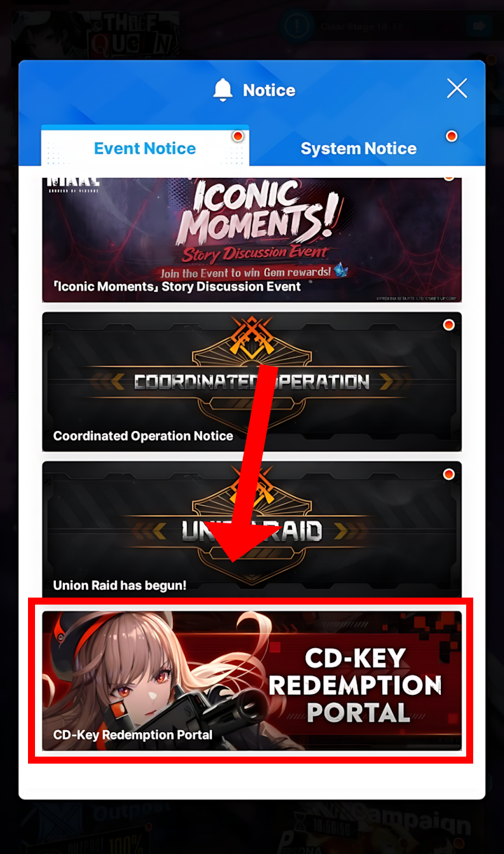 Scrolling down to the CD-key Redemption Portal